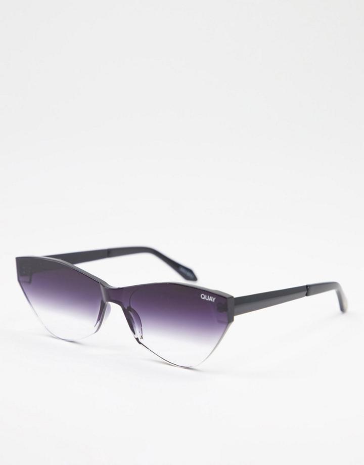 Quay X Saweetie Catwalk Womens Angular Cateye Sunglasses In Black