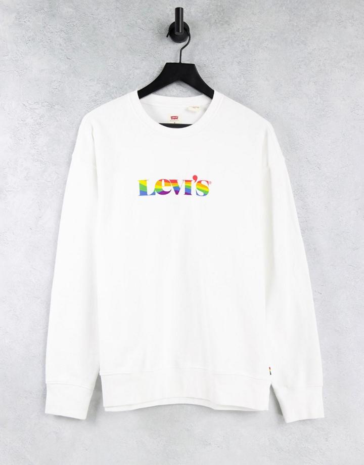 Levi's Pride Relaxed Fit Rainbow Modern Vintage Logo Sweatshirt In White