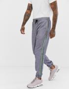 Jaded London Joggers In Metallic Silver With Side Stripe - Silver