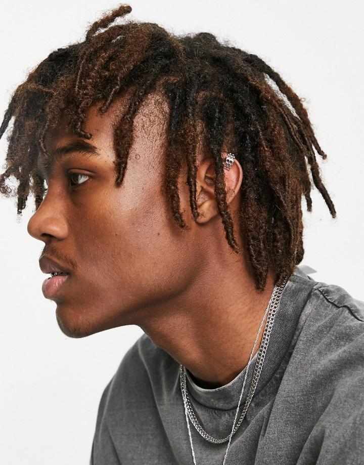 Asos Design Ear Cuff With Chain Detail In Silver