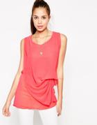 Jasmine Top With Drape Front - Coral