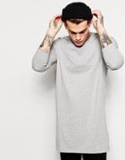 Asos Super Longline Long Sleeve T-shirt - Gray