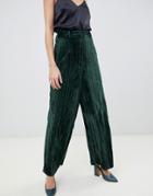 Asos White Wide Leg Velvet Pants-green