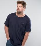 Brave Soul Plus Pocket Check T-shirt - Navy