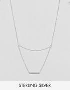 Asos Sterling Silver Fine Bar Multirow Necklace - Silver