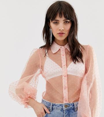 Dusty Daze Organza Shirt With Balloon Sleeves - Pink