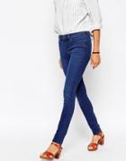 Asos Lisbon Mid Rise Skinny Jeans In Dukes Blues Wash - Darkwash Blue