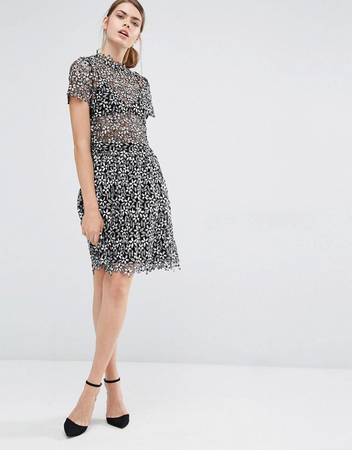 Self Portrait Daisy Guipure Gathered Mini Skirt