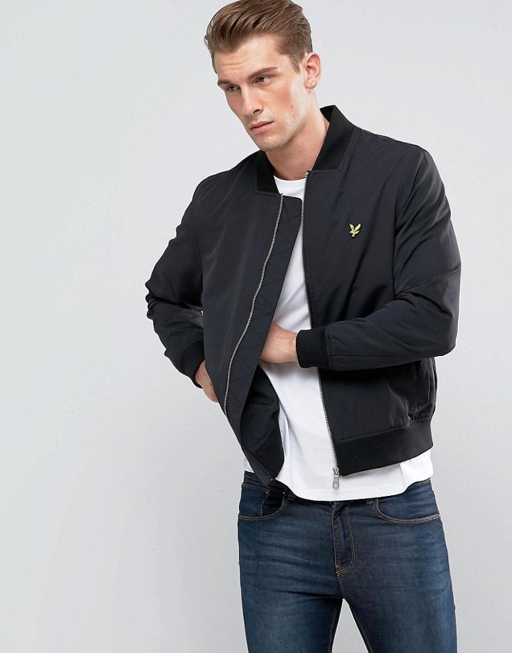 Lyle & Scott Logo Bomber Jacket Black - Black