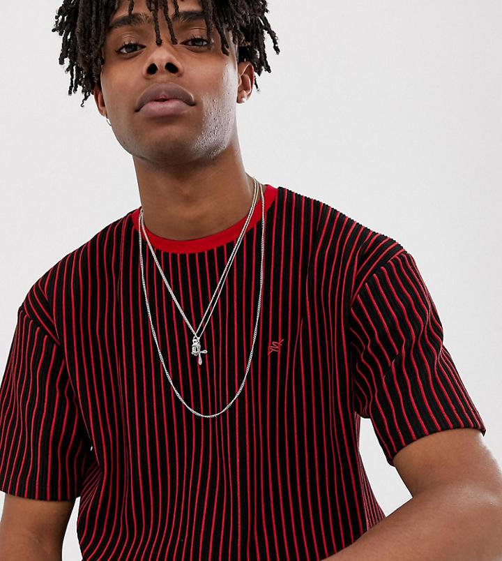 Heart & Dagger Oversized Vertical Stripe T-shirt In Black - Black