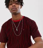 Heart & Dagger Oversized Vertical Stripe T-shirt In Black - Black