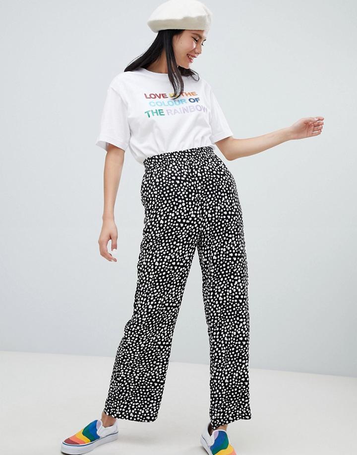 Monki Printed Wide Leg Pants - Black