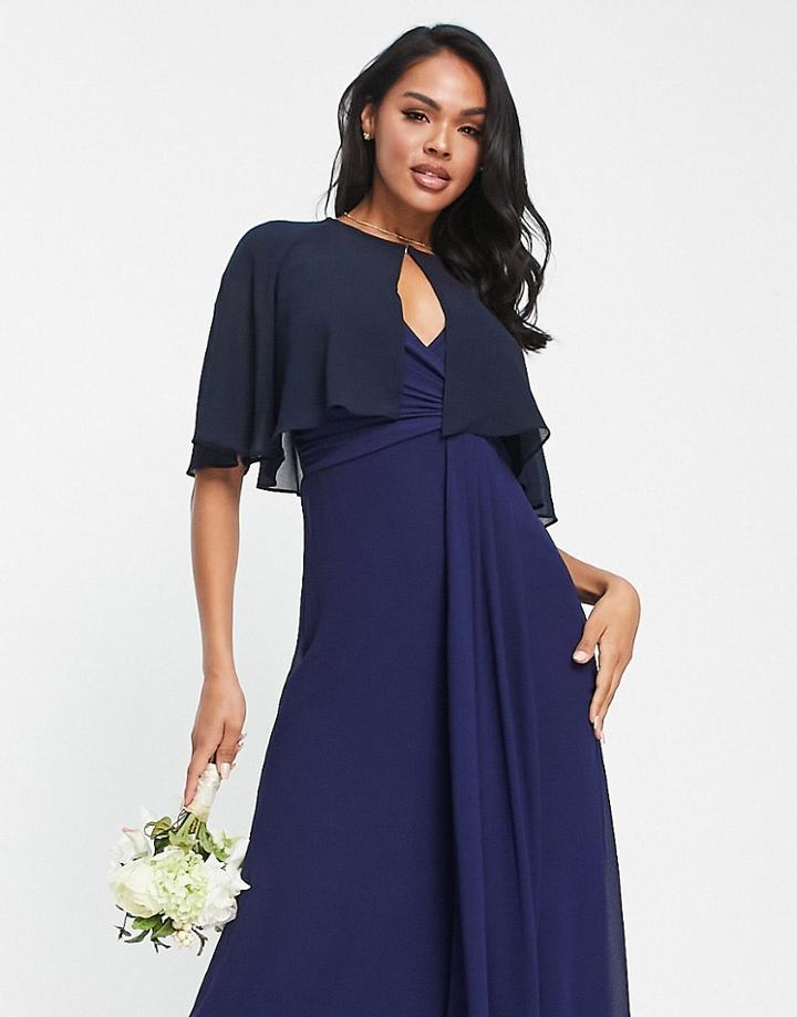 Tfnc Bridesmaids Chiffon Cape In Navy