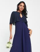 Tfnc Bridesmaids Chiffon Cape In Navy