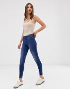 Only High Waist Authentic Skinny Jeans In Dark Blue