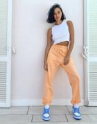 Misguided Two-piece Oversized Sweatpants In Peach-pink