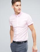 Asos Stretch Slim Oxford Shirt In Pink - Pink