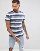 Blend Stripe Pocket T-shirt - Blue