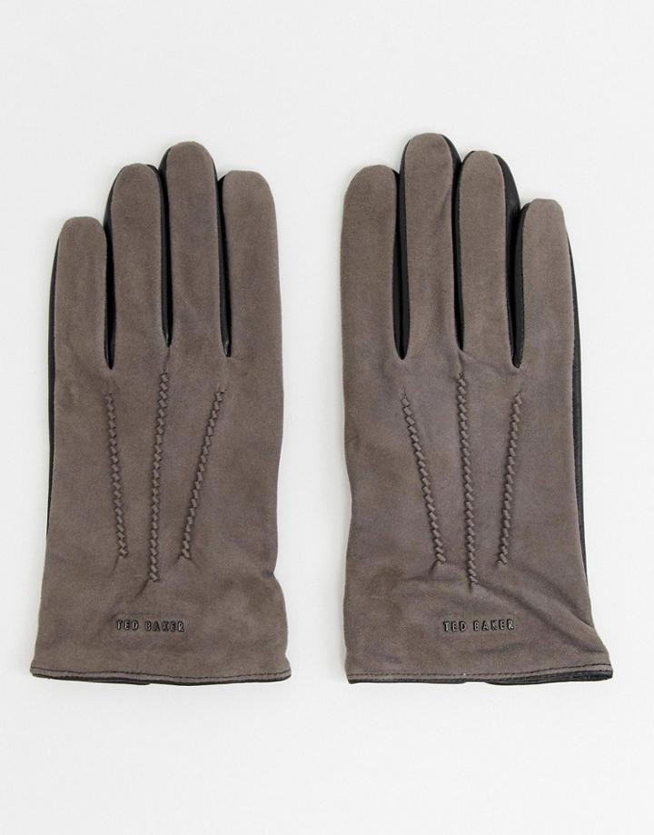 Ted Baker Balo Gloves In Suede - Gray