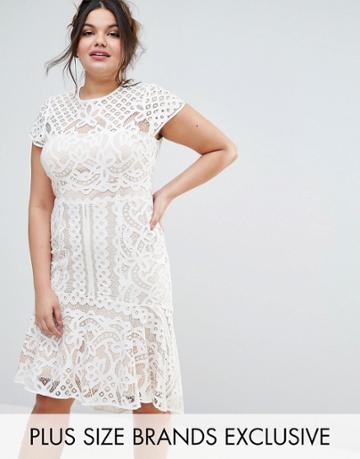 Coast Plus Lace Peplum Dress - Cream