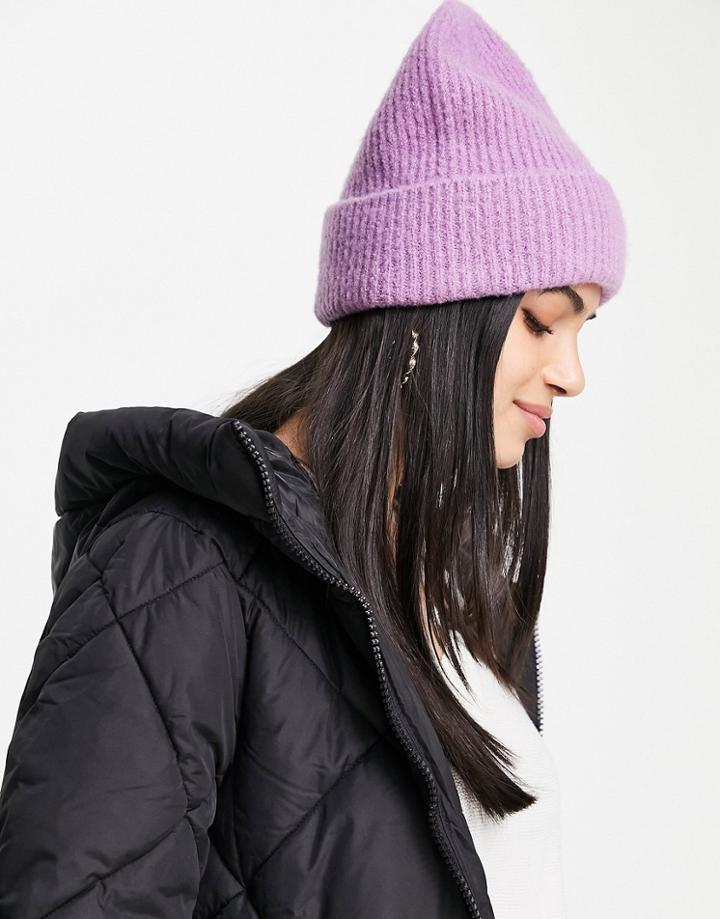 Boardmans Knitted Beanie Hat In Lilac-purple