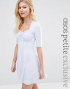 Asos Petite Skater Dress With Sweetheart Neck - Pale Blue