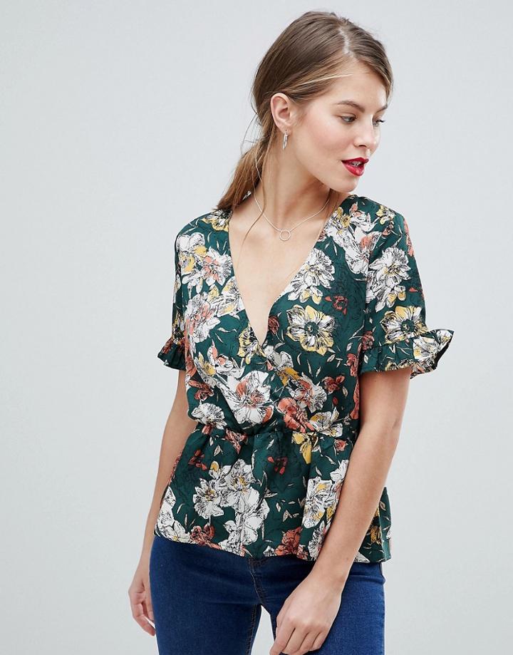 Vila Frill Sleeve Wrap Blouse - Multi