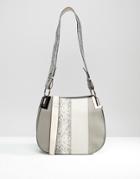 New Look Snake Skin Panel Bag - Beige