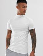 Asos Design Muscle Fit Turtleneck T-shirt With Stretch In White - White