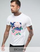 Hype T-shirt In White With Rose Print - White