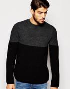 Asos Sweater With Ribbed Chest Placement - Gray