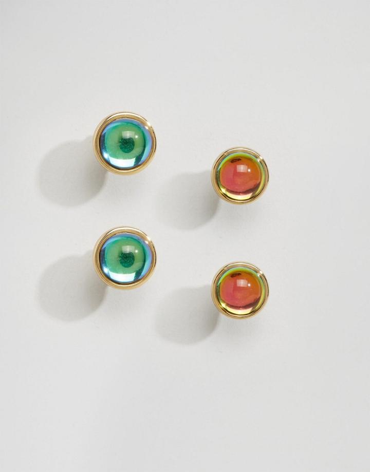 Me & Zena Stone Stud Earring Two Pack - Gold