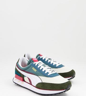 Puma Future Rider Sneakers In Beige And Deep Green - Exclusive To Asos