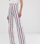 Asos Design Tall Full Length Flare Jeans In Stripe With Exposed Fly Detail-multi