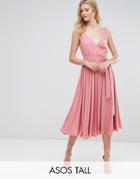 Asos Tall Wedding Bow Front Midi Dress - Pink