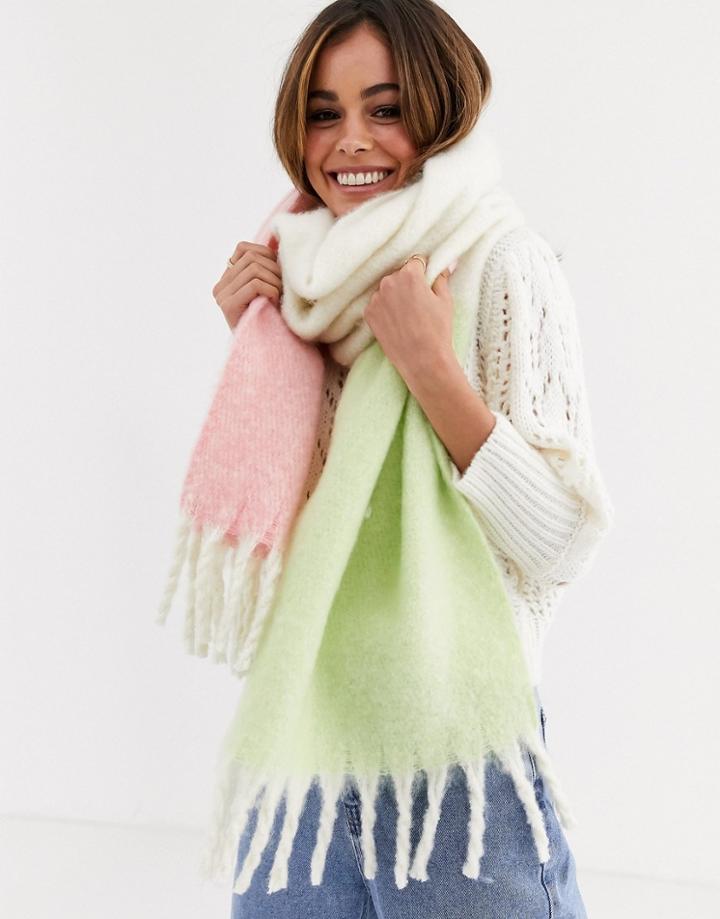 Asos Design Color Block Scarf In Winter Pastels-multi