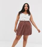 Asos Design Curve Mini Skirt With Box Pleats In Scribble Polka Dot-multi