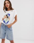 Asos Design Petite Super Crop T-shirt With Raw Edge In Stripe-black