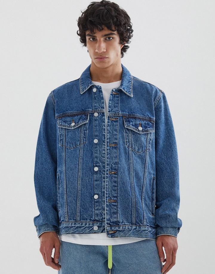 Pull & Bear Denim Jacket In Blue-blues
