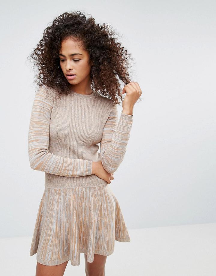 Ganni Harrison Knitted Dropped Hem Dress-brown