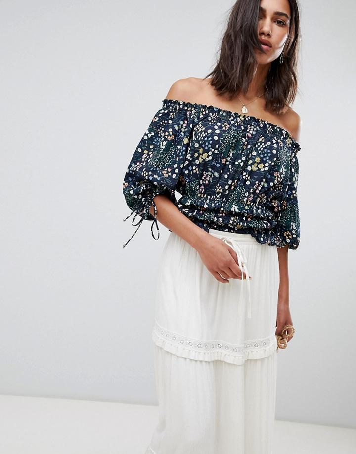 Lavand Ditsy Floral Bardot Top - Multi