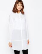 Minimum Long Line Collarless Shirt - 000 White