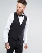 Moss London Skinny Tuxedo Vest - Black