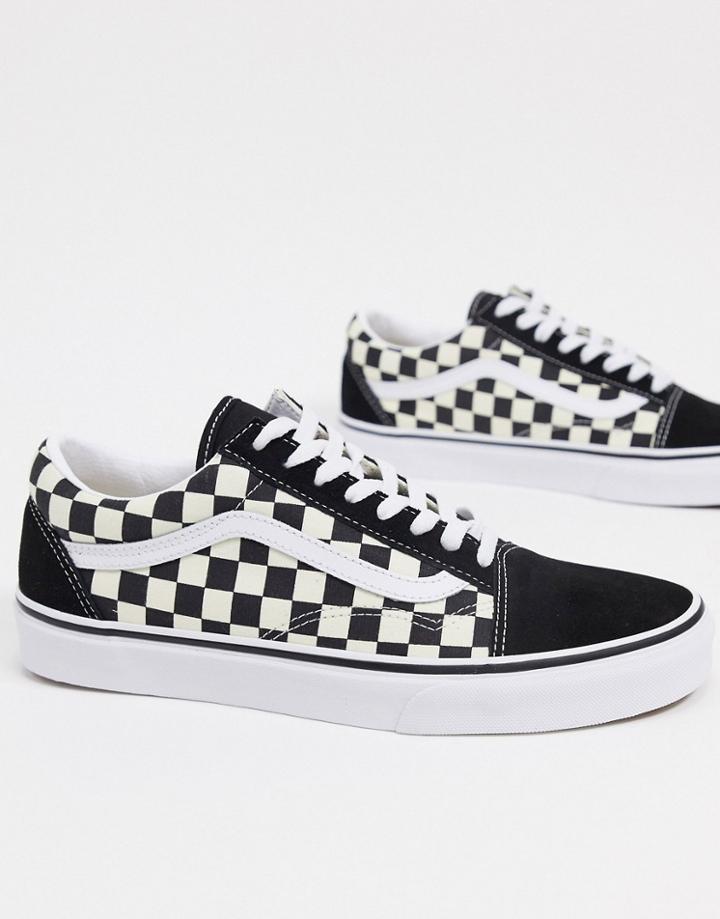 Vans Old Skool Checkerboard Sneakers In Black/white-multi
