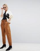 Asos White Paperbag High Waist Pants - Stone