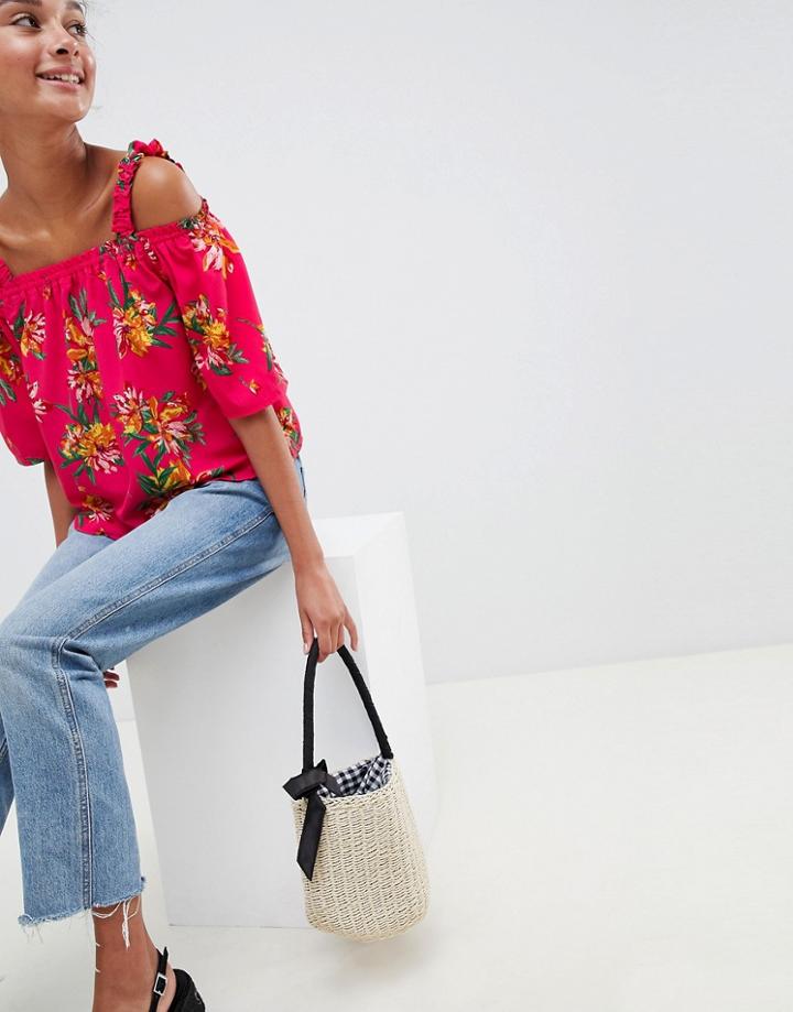 Brave Soul Rose Top With Off Shoulder Detail - Pink