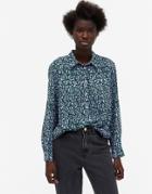 Monki Assa Recycled Printed Blouse In Blue-multi