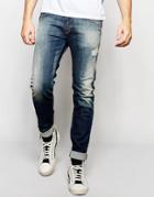 Diesel Jeans Sleenker 607n Dna Skinny Fit Everspring Rip Repair - Mid Rip Repair