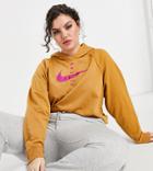 Nike Plus Swoosh Crop Hoodie In Tan-neutral