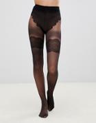 Pretty Polly Flirty Back Seam Tights In Black - Black